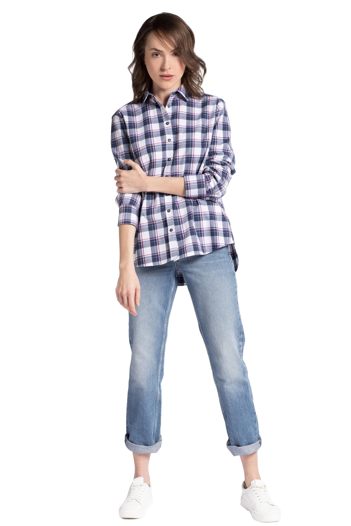 ETERNA MODERN CLASSIC Flanell Bluse - Blueberry Checkboard - 6268 D614.19