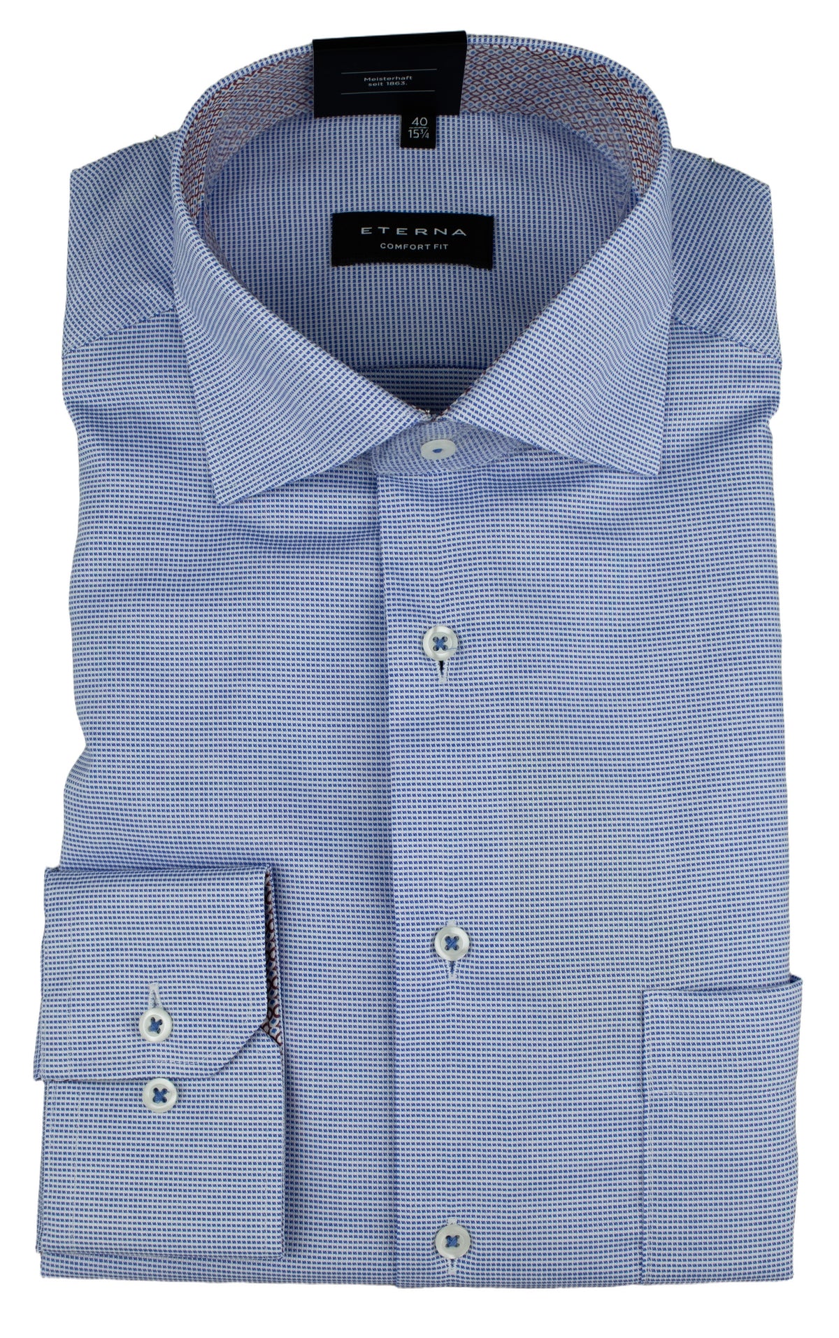 ETERNA COMFORT FIT Langarm Hemd - Harbor Blue Grid - 8231-15-E15K
