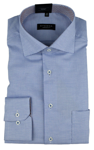 ETERNA COMFORT FIT Langarm Hemd - Harbor Blue Grid - 8231-15-E15K