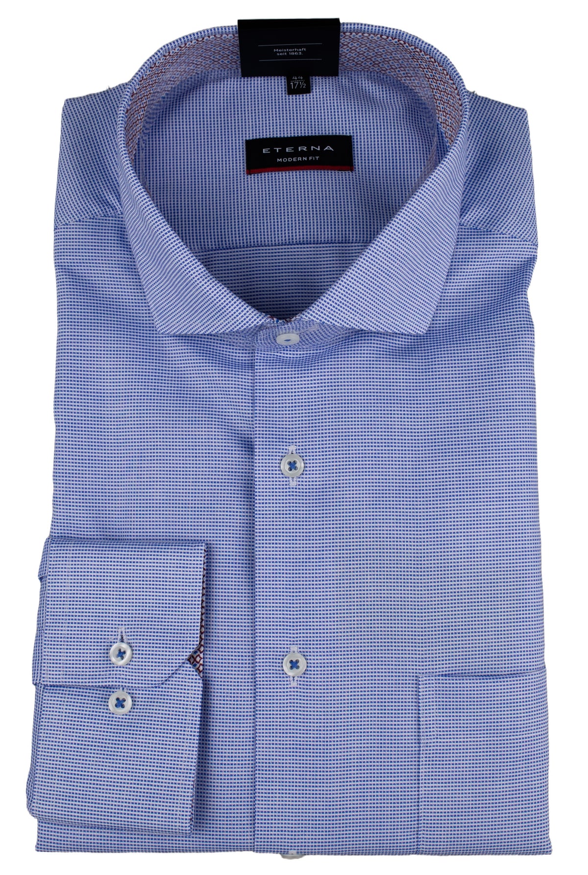 ETERNA MODERN FIT Langarm Hemd - Tide Blue Check - 8231-15-X14V