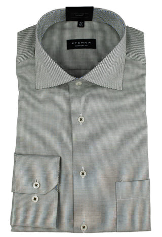 ETERNA COMFORT FIT Langarm Hemd - Sage Check Blue - 8231-47-E15K