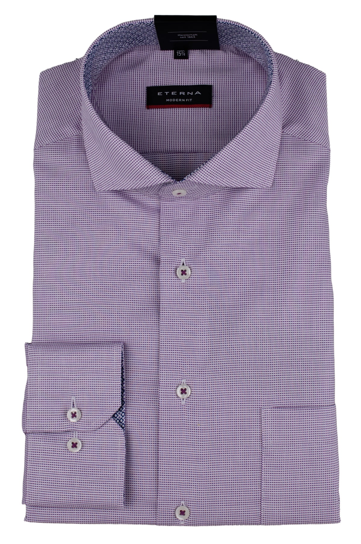 ETERNA MODERN FIT Hemd - Lavender Gingham - 8231-98-X14V