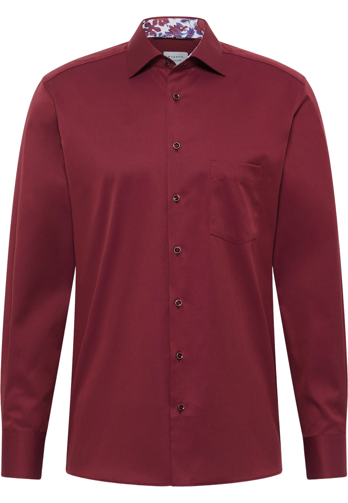 ETERNA MODERN FIT Langarm Hemd - Bordeaux Paisley Twill - 8824-56-X15K