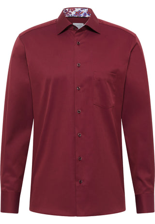 ETERNA MODERN FIT Langarm Hemd - Bordeaux Paisley Twill - 8824-56-X15K