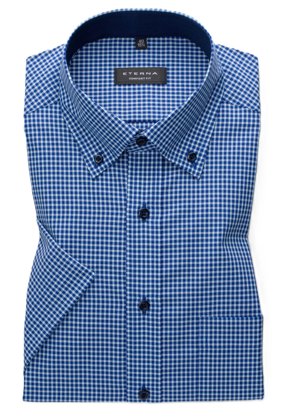 ETERNA COMFORT FIT Kurzarm Hemd - Coastal Gingham Sky - 8917-63-K144