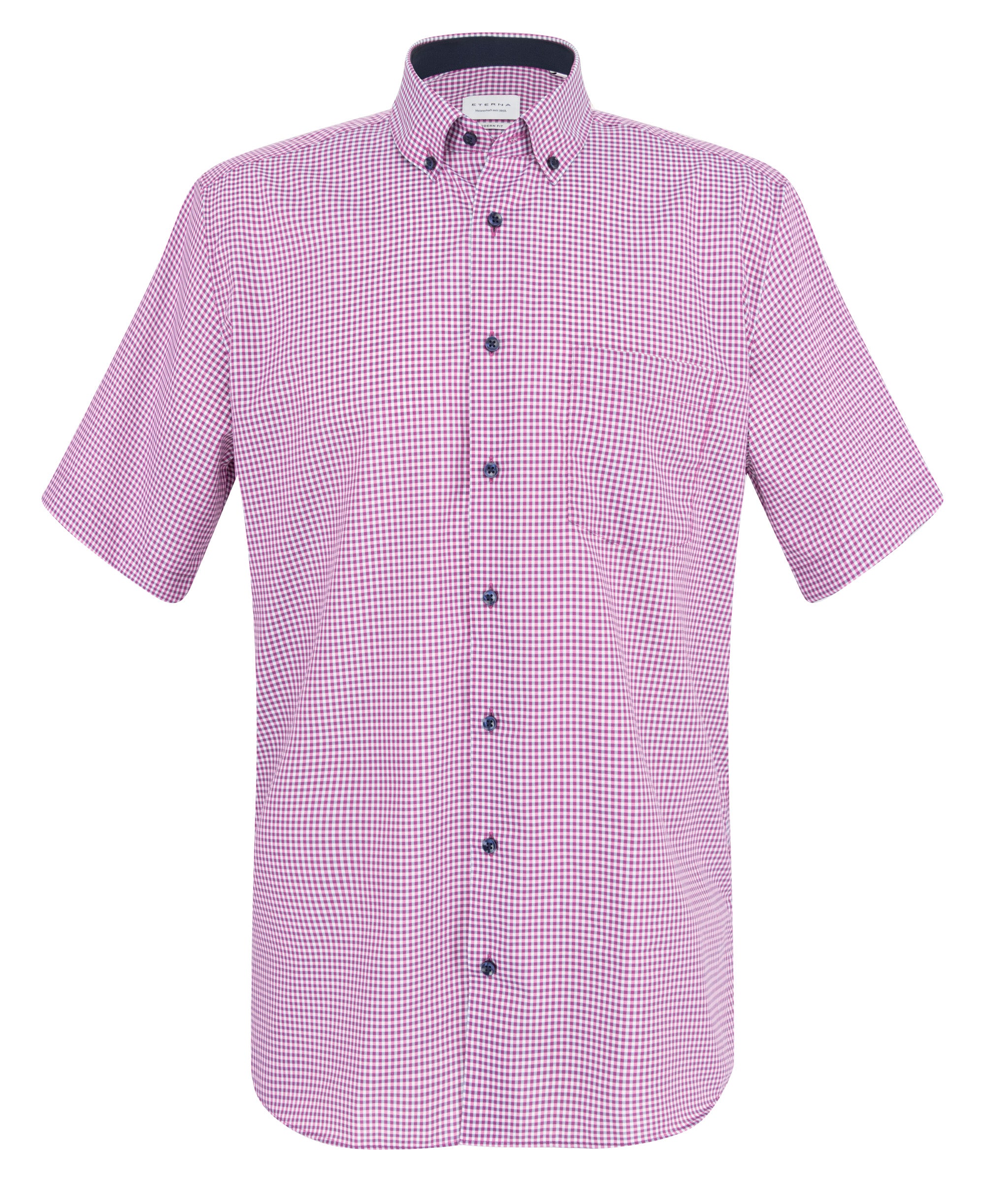 ETERNA MODERN FIT Kurzarm Hemd - Raspberry Gingham Rose - 8913-52-C146