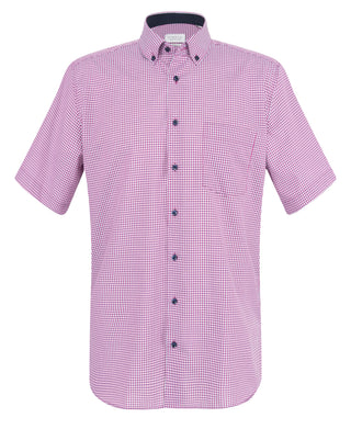 ETERNA MODERN FIT Kurzarm Hemd - Raspberry Gingham Rose - 8913-52-C146