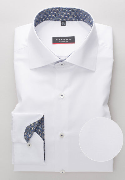 ETERNA SLIM FIT Langarm Hemd - Marina Dot White - 3368-00-F140