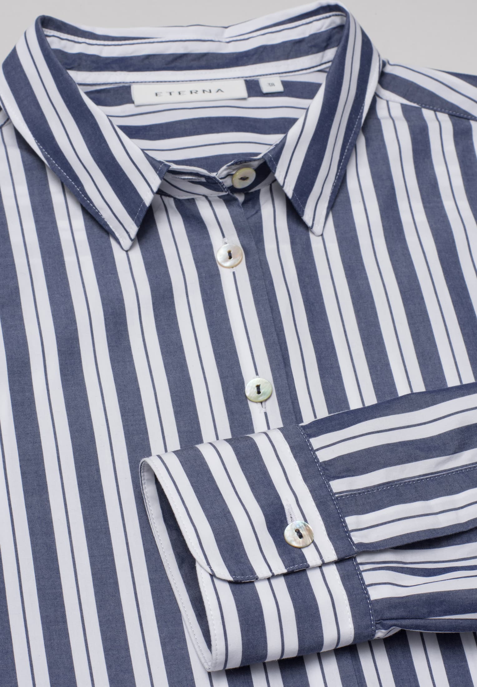 ETERNA CLASSIC FIT Langarm Bluse - Coastal Navy Stripe - 6033-16-D996