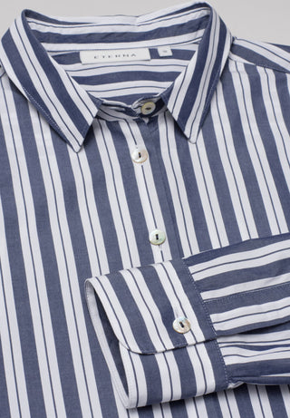 ETERNA CLASSIC FIT Langarm Bluse - Coastal Navy Stripe - 6033-16-D996