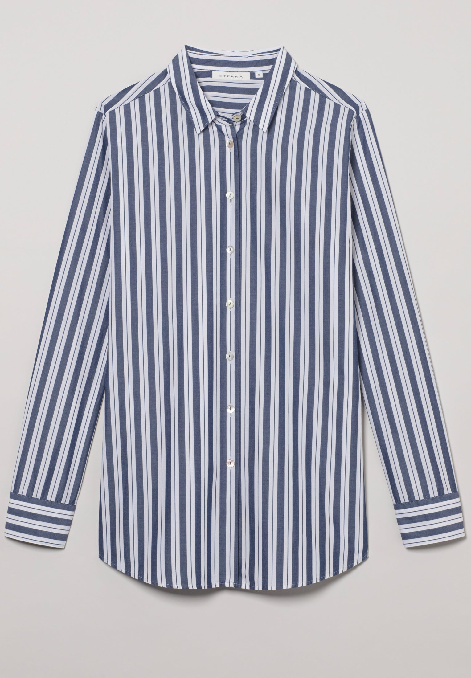 ETERNA CLASSIC FIT Langarm Bluse - Coastal Navy Stripe - 6033-16-D996 von Eterna