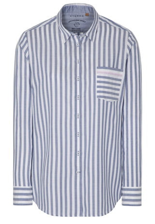 ETERNA CLASSIC FIT Langarm Bluse - Seafoam Pinstripe - 6032-17-D726