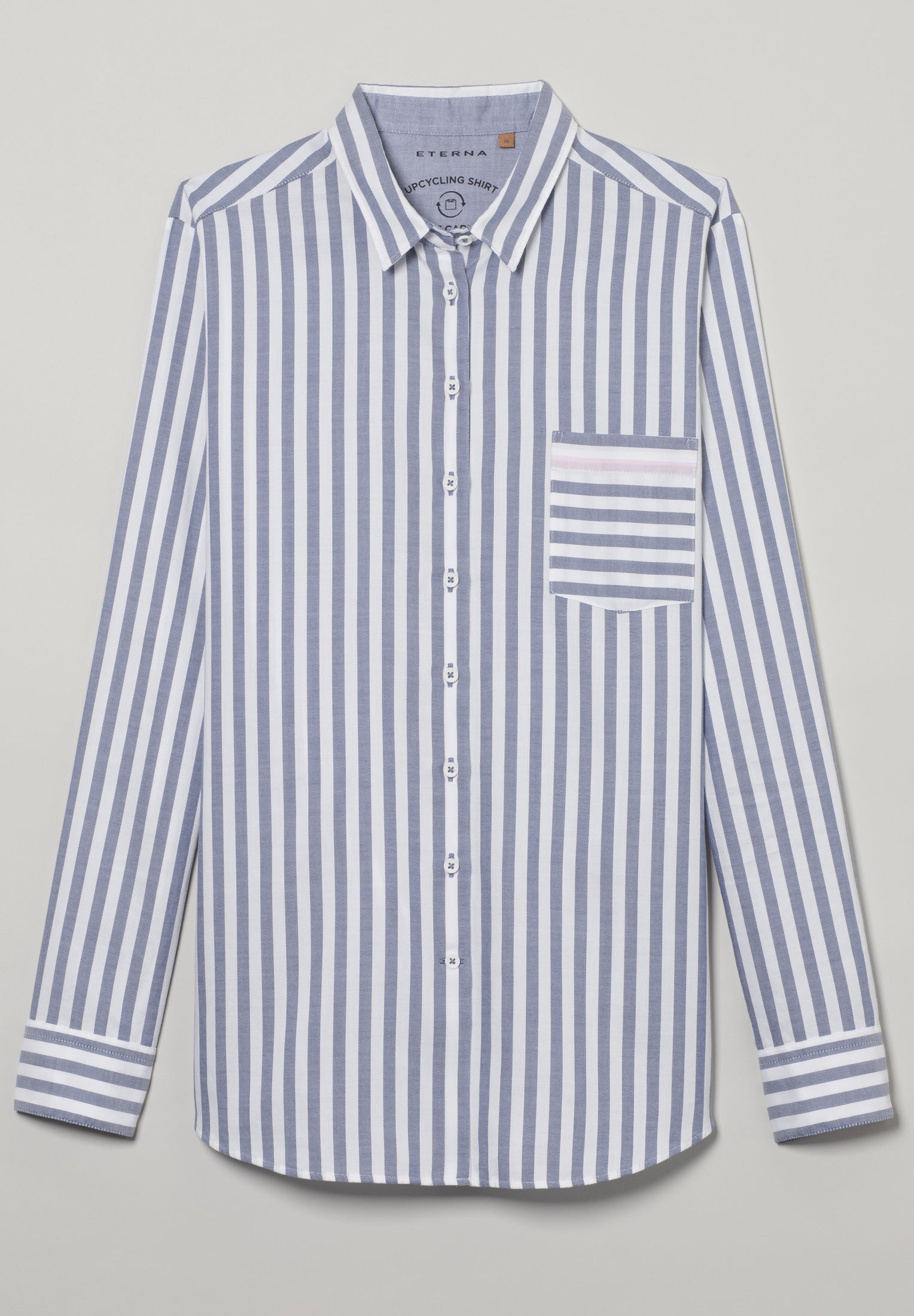 ETERNA CLASSIC FIT Langarm Bluse - Seafoam Pinstripe - 6032-17-D726 von Eterna