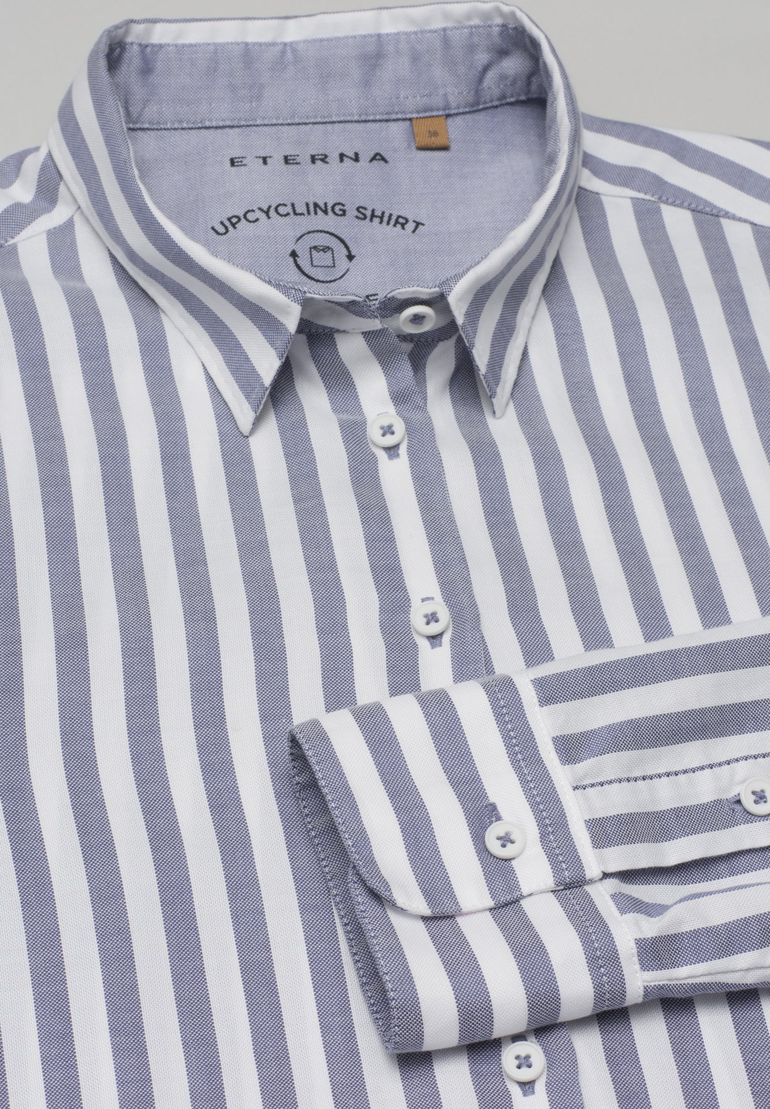 ETERNA CLASSIC FIT Langarm Bluse - Seafoam Pinstripe - 6032-17-D726 von Eterna