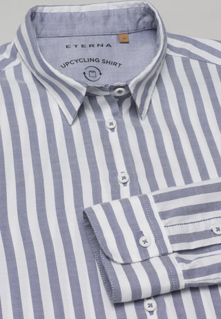 ETERNA CLASSIC FIT Langarm Bluse - Seafoam Pinstripe - 6032-17-D726