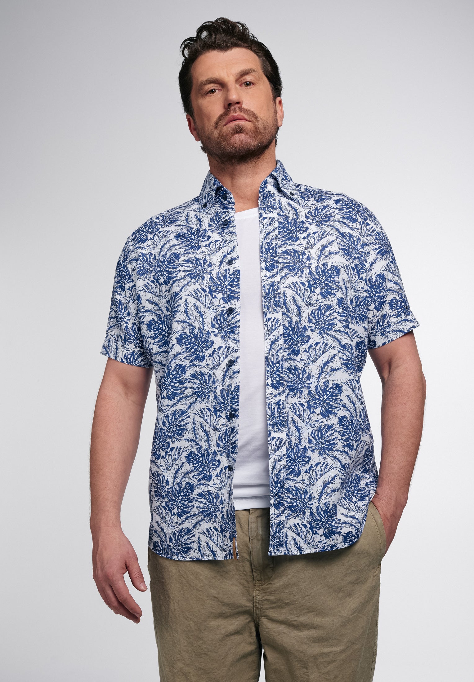 ETERNA Regular Fit Upcycling Shirt - Ocean Bloom Ivory - 2461-18-WS7B