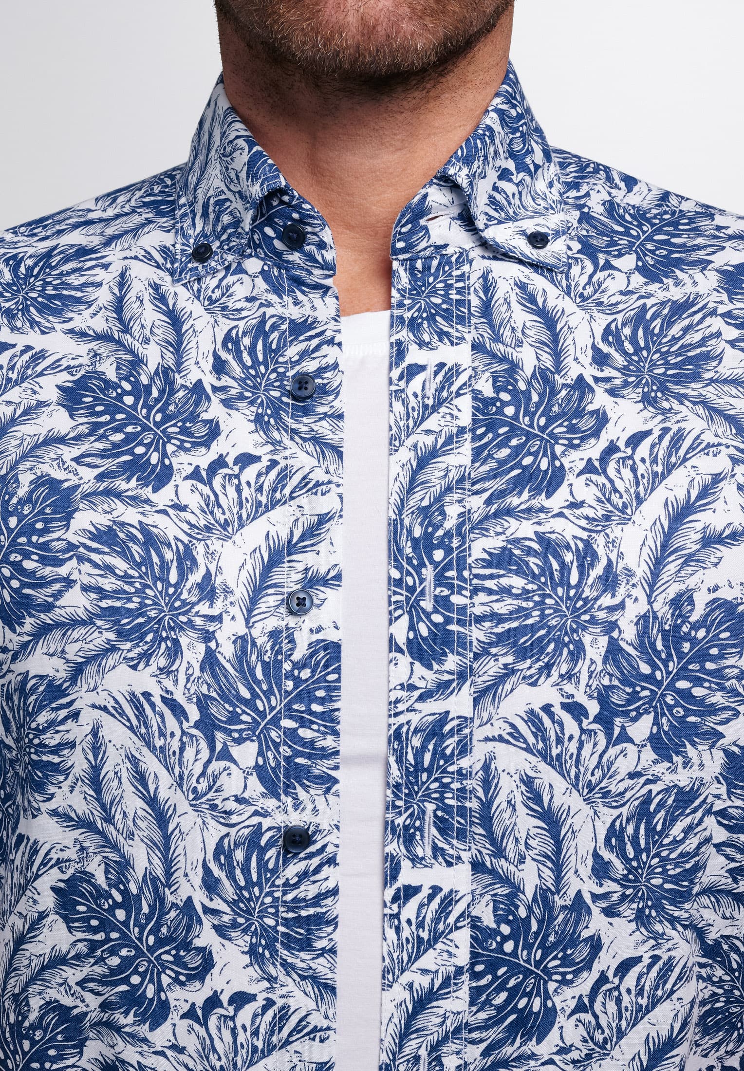 ETERNA Regular Fit Upcycling Shirt - Ocean Bloom Ivory - 2461-18-WS7B von Eterna