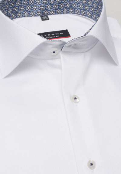ETERNA SLIM FIT Langarm Hemd - Marina Dot White - 3368-00-F140 von Eterna