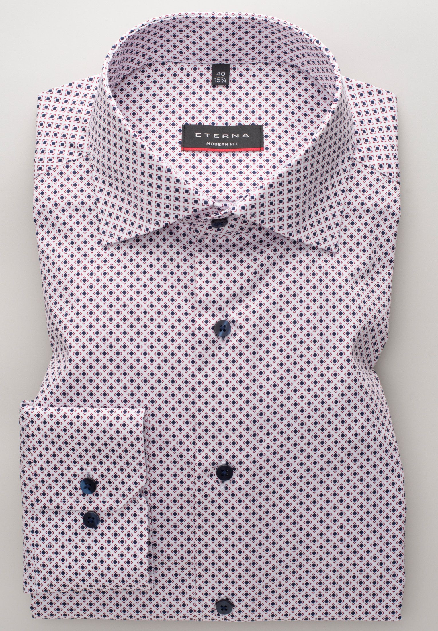 ETERNA MODERN FIT Langarm Hemd - Rose Oxford Navy - 8079-56-X18K