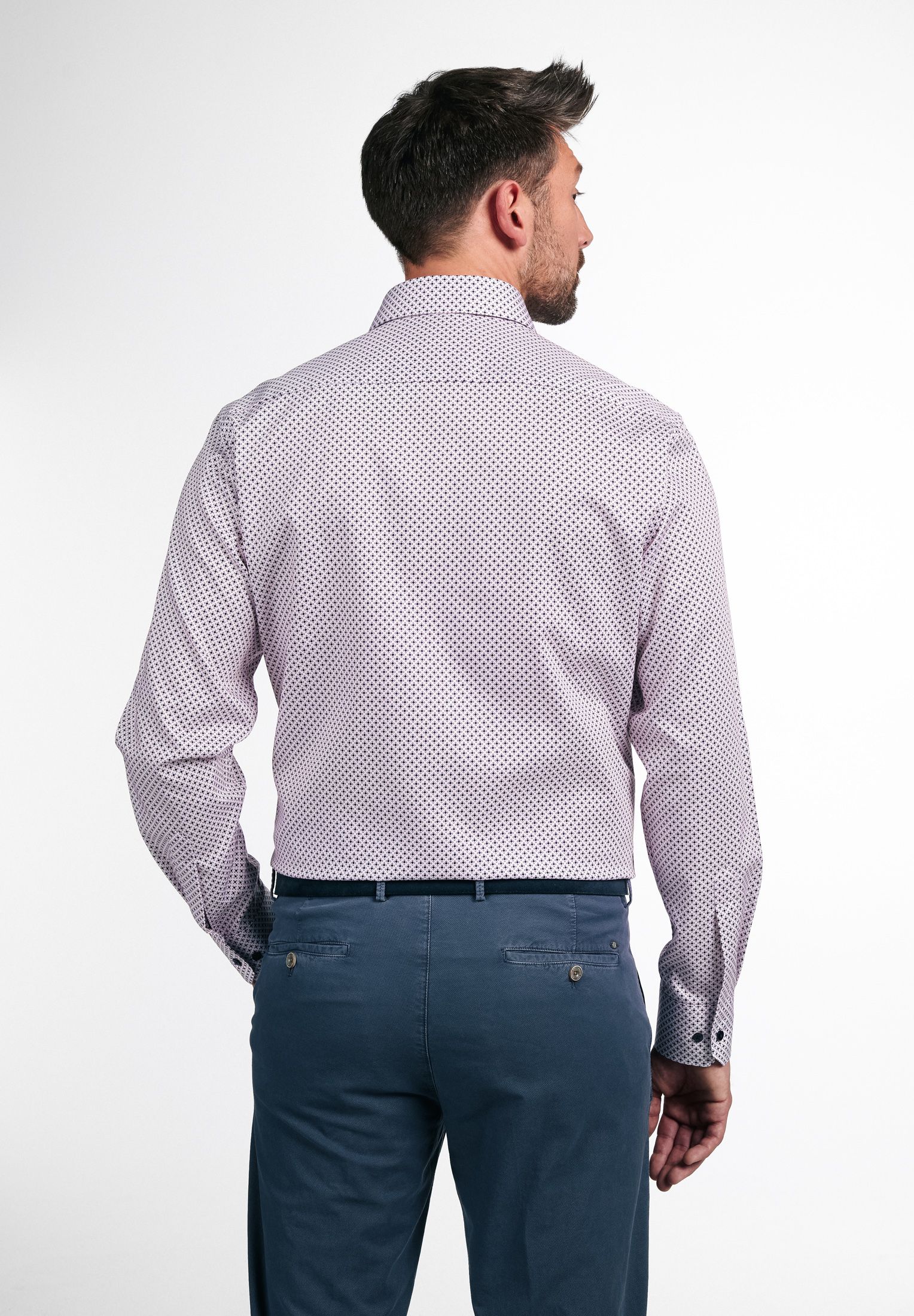 ETERNA MODERN FIT Langarm Hemd - Rose Oxford Navy - 8079-56-X18K von Eterna