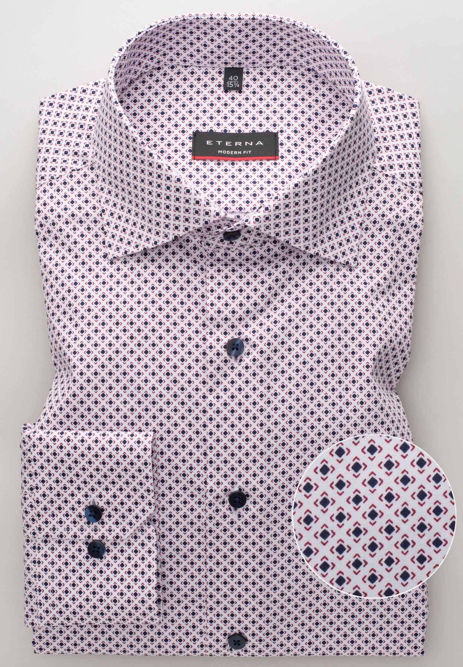 ETERNA MODERN FIT Langarm Hemd - Rose Oxford Navy - 8079-56-X18K von Eterna
