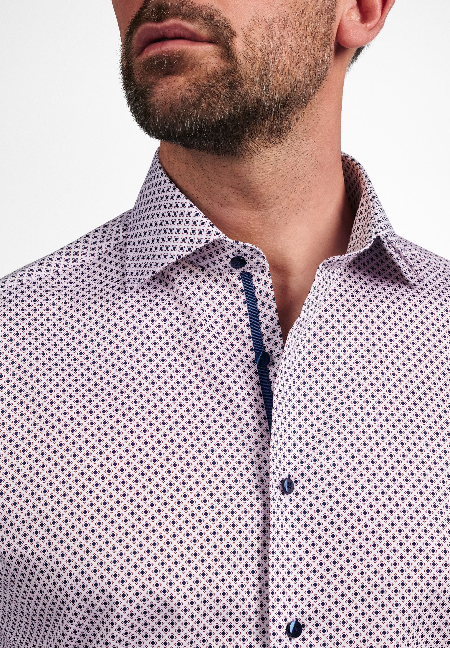 ETERNA MODERN FIT Langarm Hemd - Rose Oxford Navy - 8079-56-X18K von Eterna