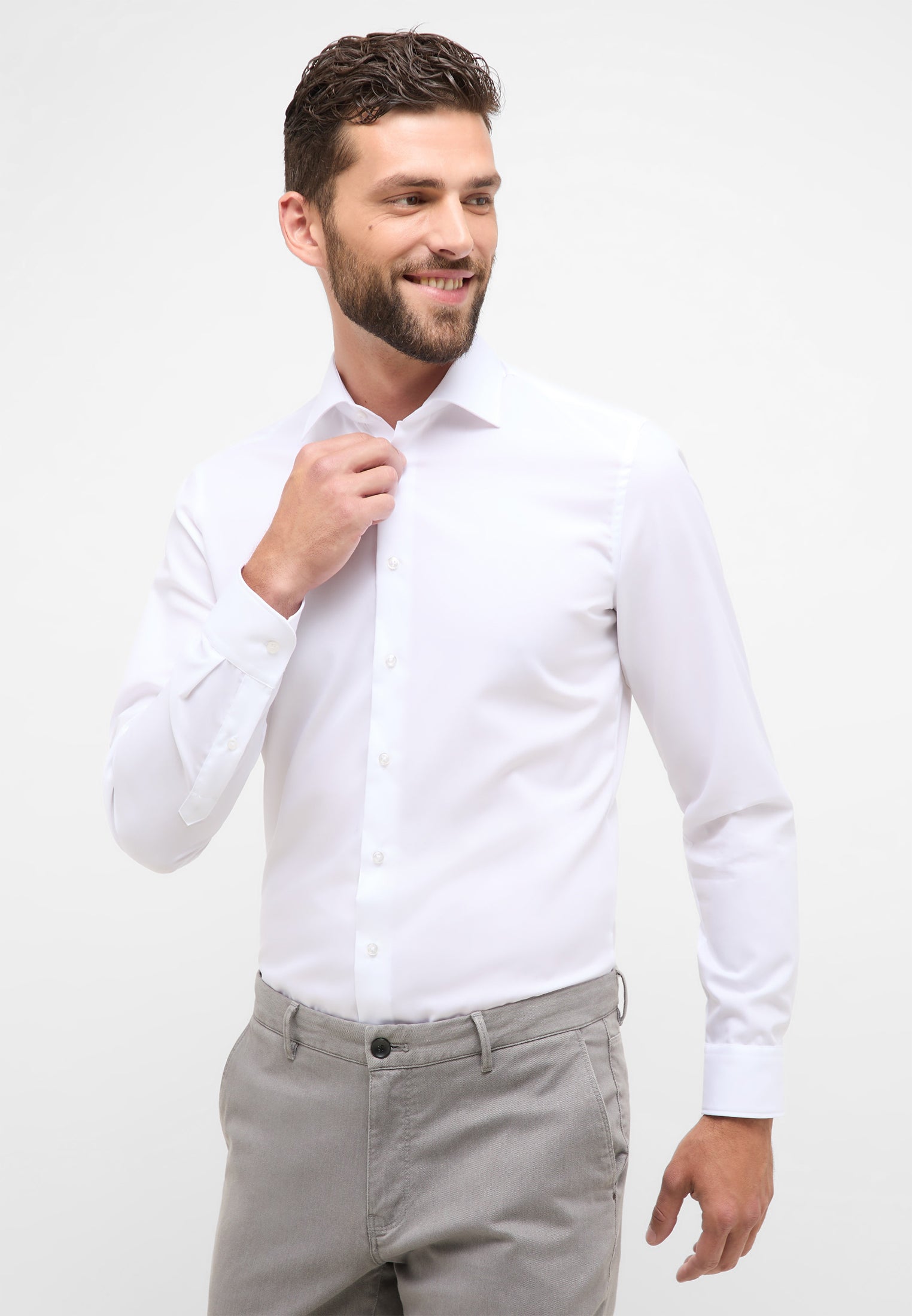 ETERNA SLIM FIT Langarm Hemd - Cloud White Popeline - 1100-00-F170 von Eterna