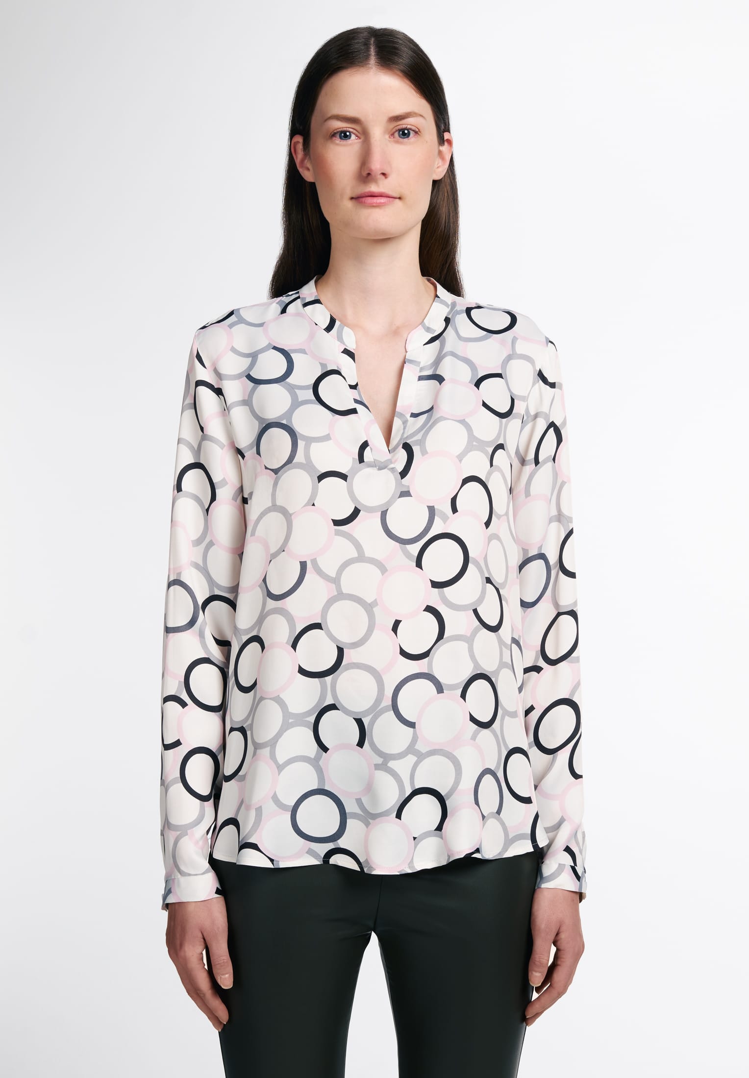 ETERNA CLASSIC FIT Langarm Bluse - Blush Marble Multi - 7458-30-D931