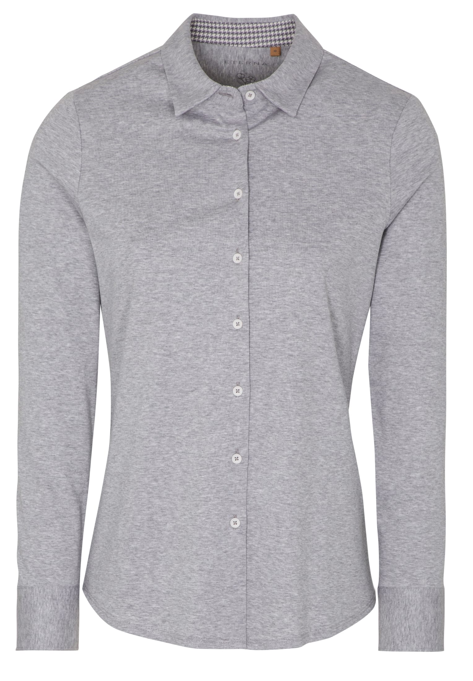 ETERNA FITTED Langarm Bluse - Silver Houndstooth Grey - 5157-31-DF05