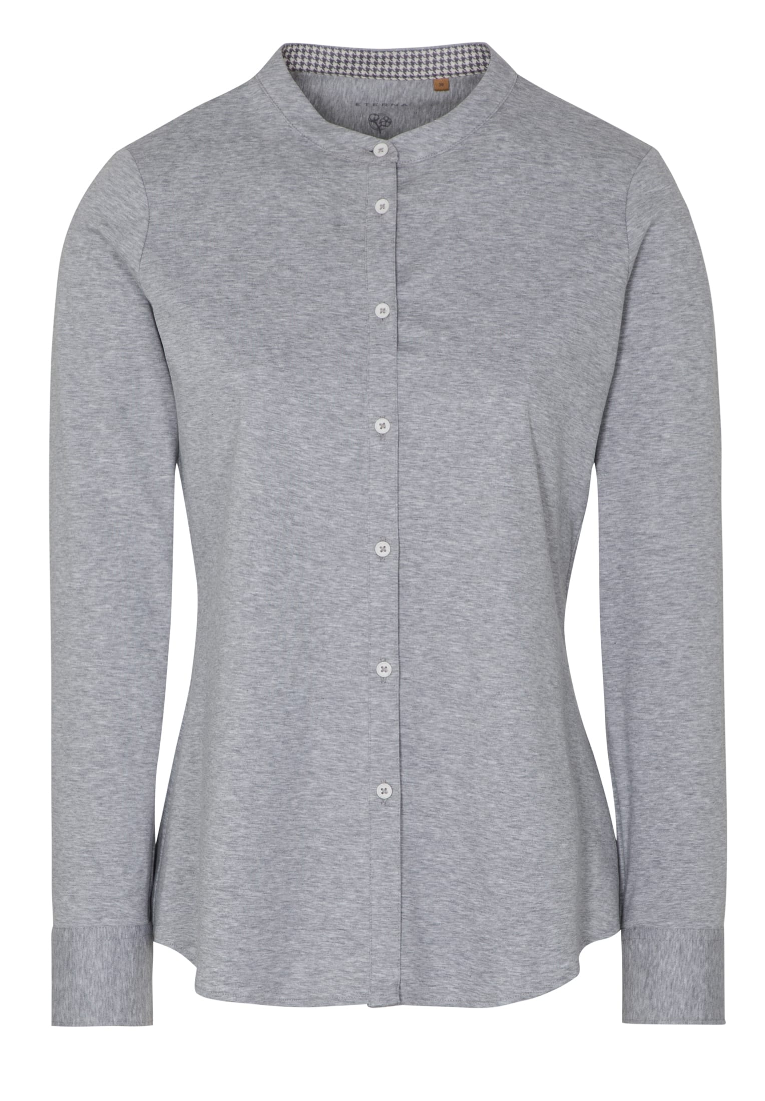 ETERNA FITTED Langarm Bluse - Houndstooth Mist Grey - 5157-31-DF07