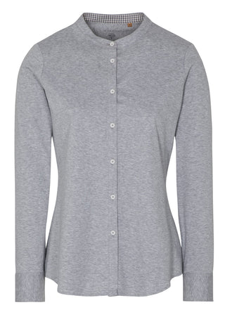 ETERNA FITTED Langarm Bluse - Houndstooth Mist Grey - 5157-31-DF07