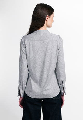 ETERNA FITTED Langarm Bluse - Houndstooth Mist Grey - 5157-31-DF07