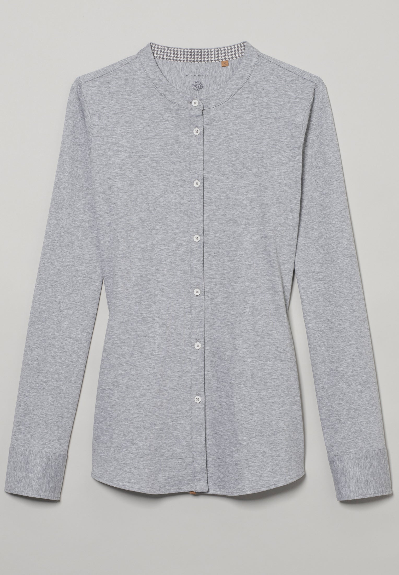 ETERNA FITTED Langarm Bluse - Houndstooth Mist Grey - 5157-31-DF07 von Eterna