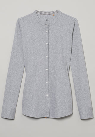ETERNA FITTED Langarm Bluse - Houndstooth Mist Grey - 5157-31-DF07