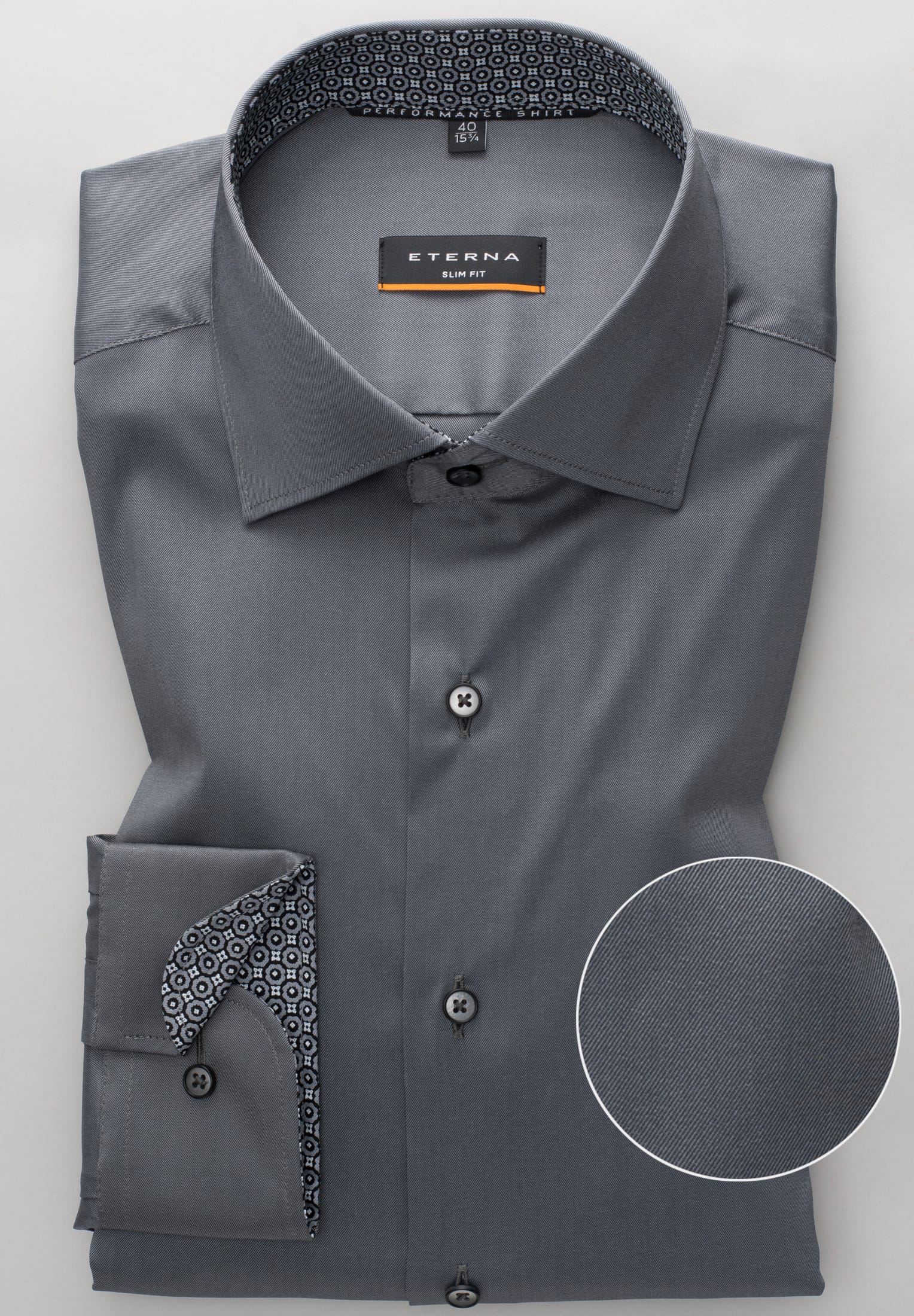 ETERNA Slim Fit Performance Shirt - Midnight Steel Gray - 3377-35-F140 von Eterna