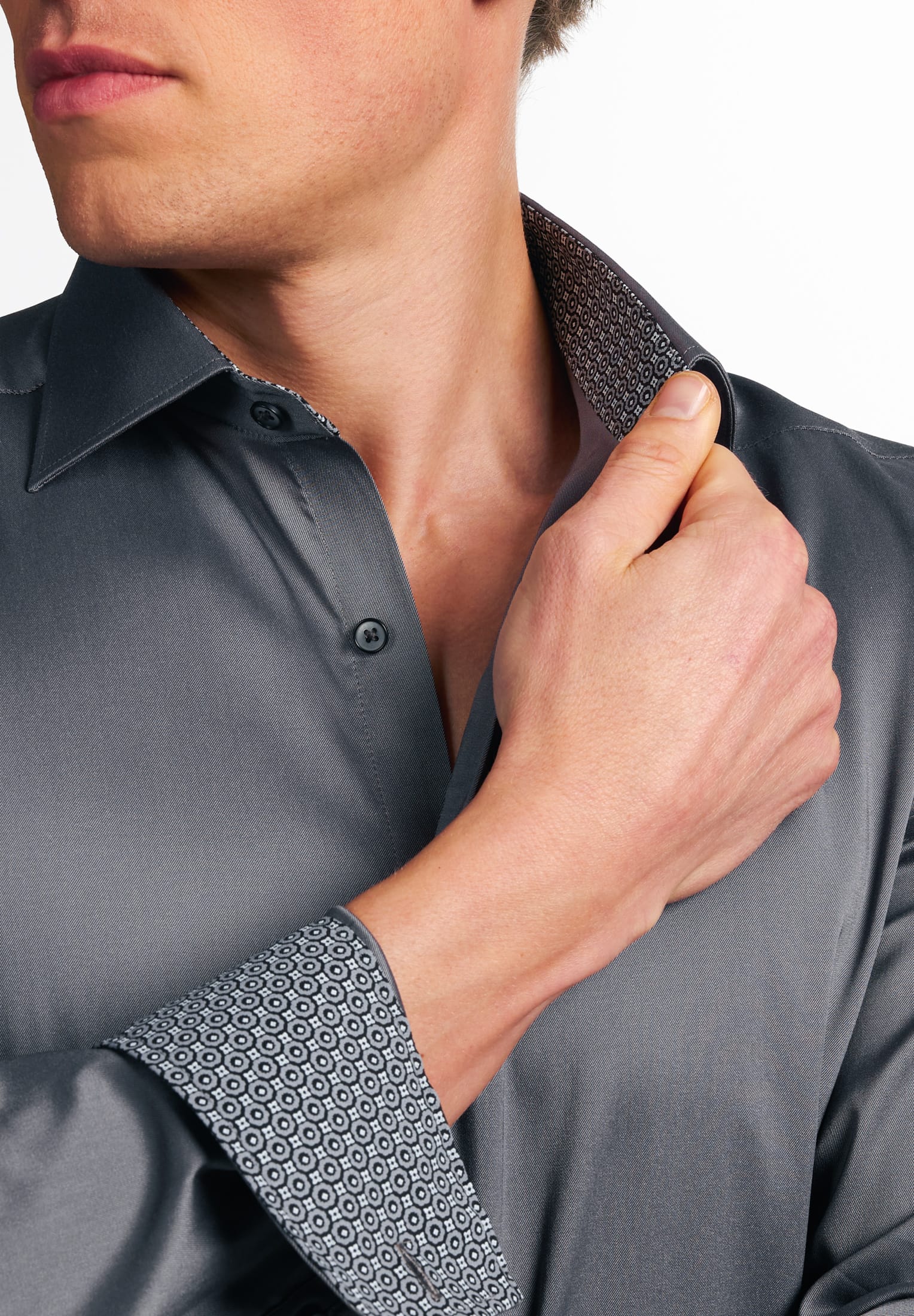 ETERNA Slim Fit Performance Shirt - Midnight Steel Gray - 3377-35-F140 von Eterna