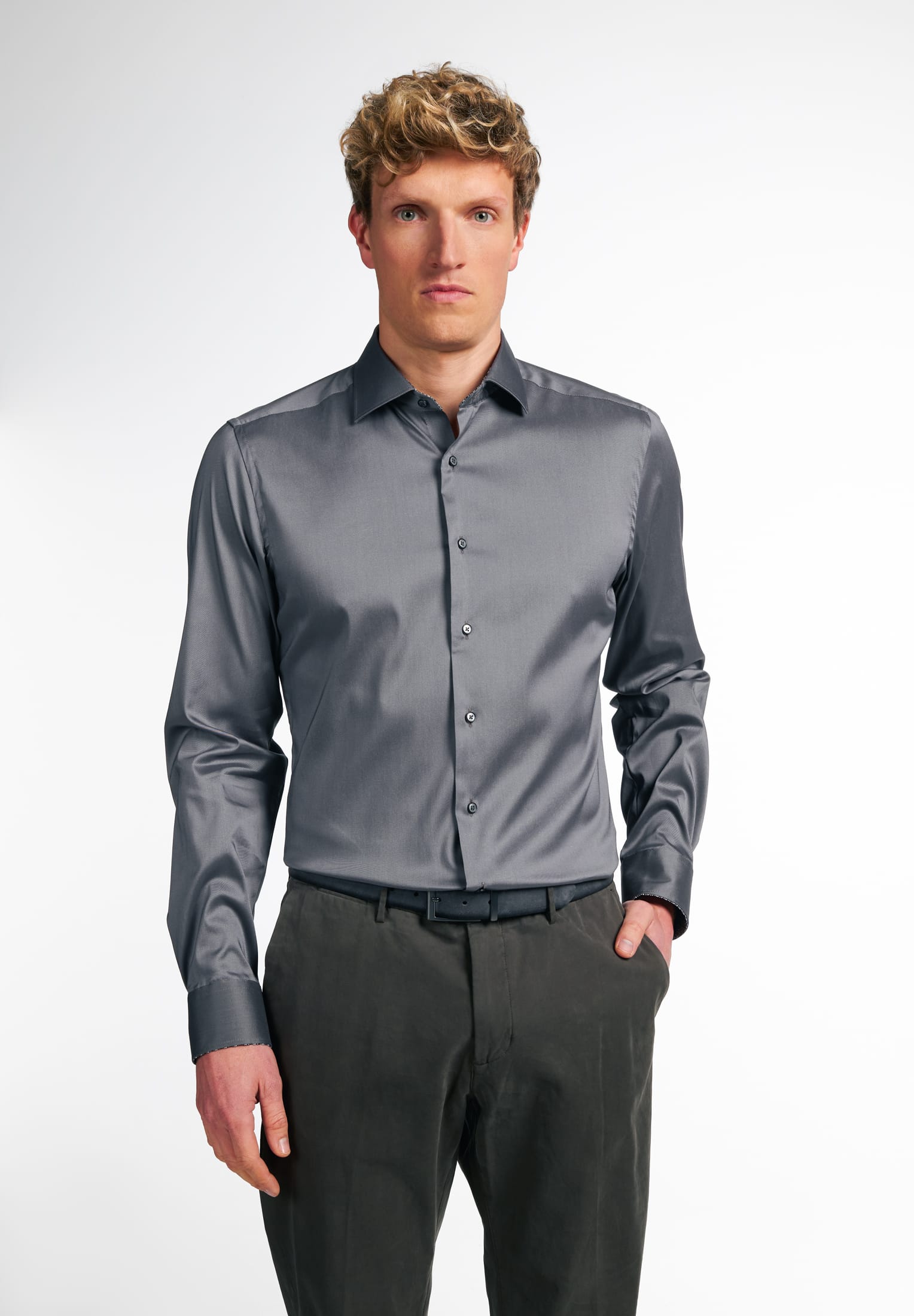 ETERNA Slim Fit Performance Shirt - Midnight Steel Gray - 3377-35-F140