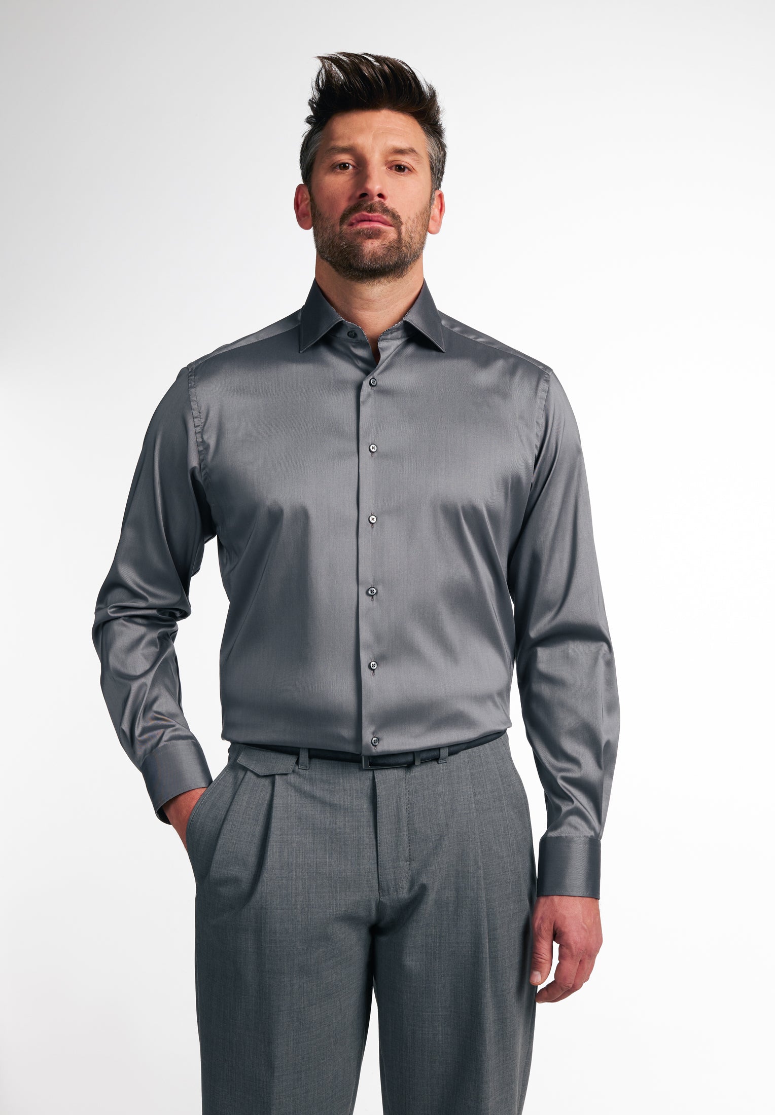 ETERNA MODERN FIT Performance Shirt - Pewter Slate - 3377-35-X14K von Eterna