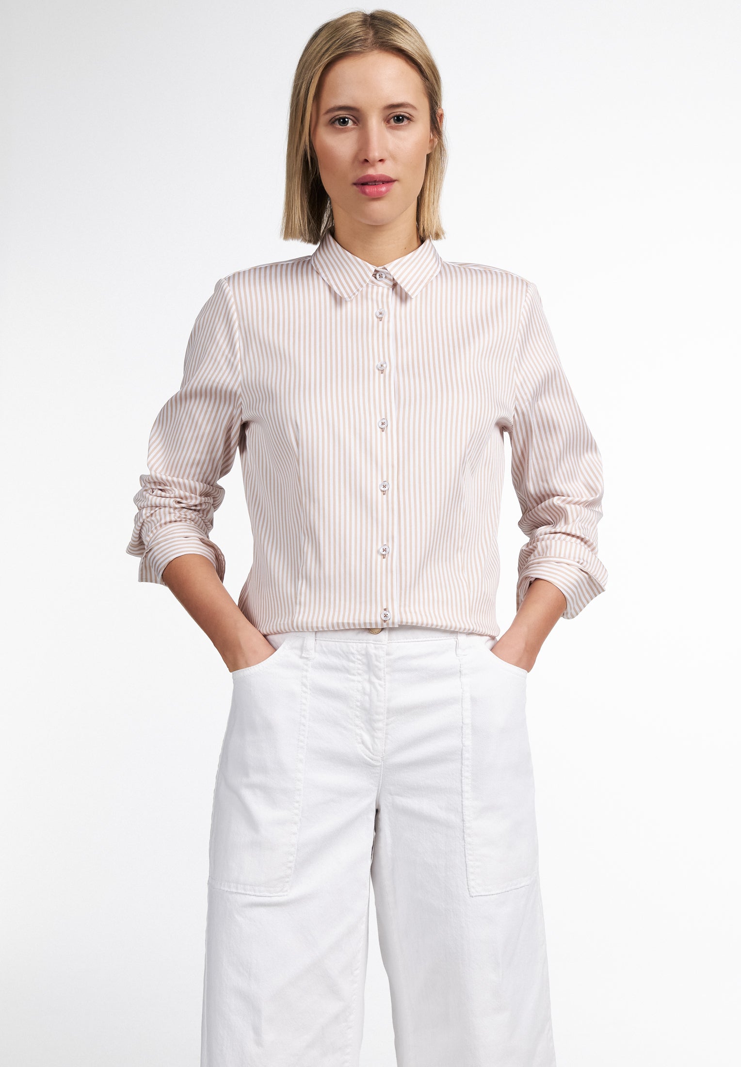 ETERNA REGULAR FIT Bluse - Honey Stripe Sand - 6281-20-D708