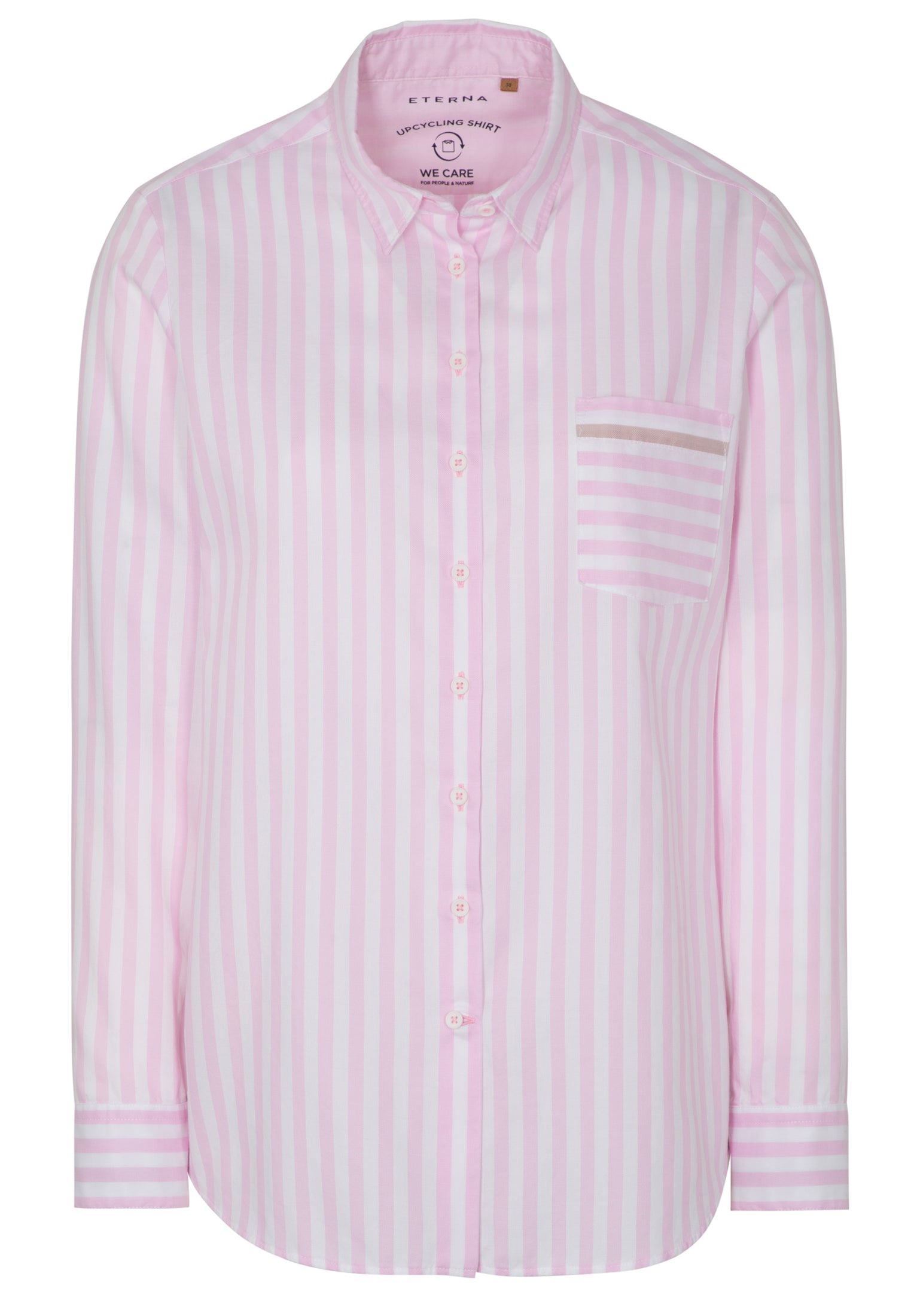 ETERNA CLASSIC FIT Langarm Bluse - Blush Ribbon Stripe - 6032-52-D726