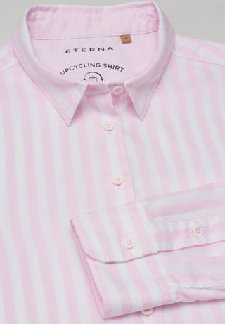 ETERNA CLASSIC FIT Langarm Bluse - Blush Ribbon Stripe - 6032-52-D726
