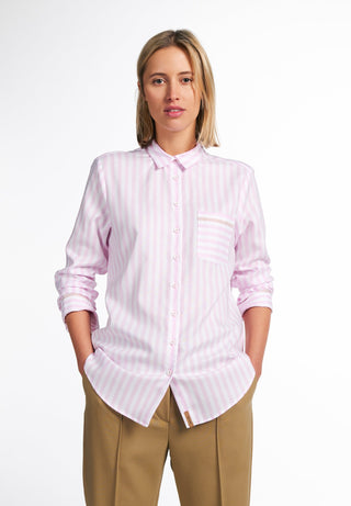 ETERNA CLASSIC FIT Langarm Bluse - Blush Ribbon Stripe - 6032-52-D726