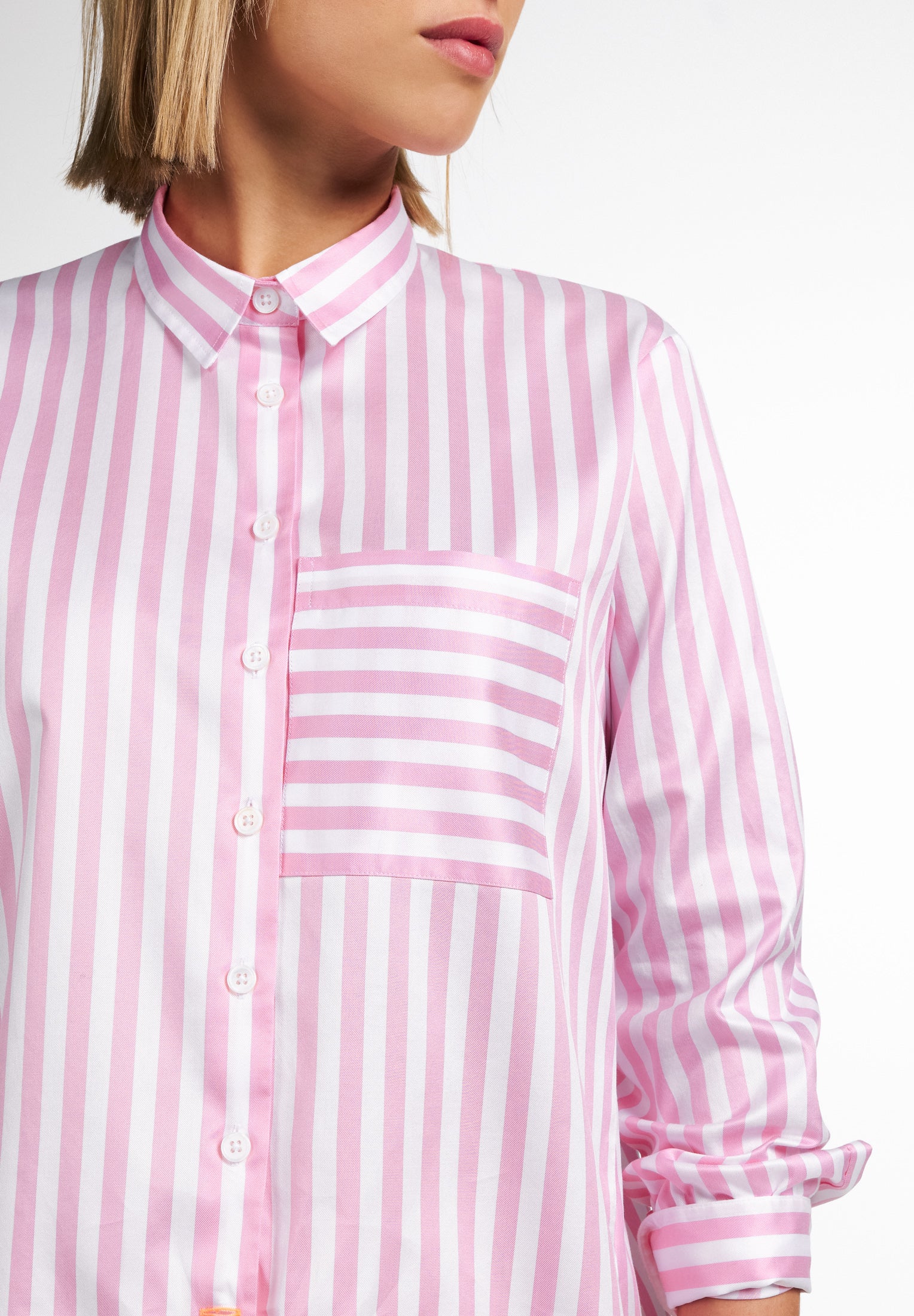 ETERNA CLASSIC FIT Bluse - Candy Stripe Pink - 6050-52-D933 von Eterna