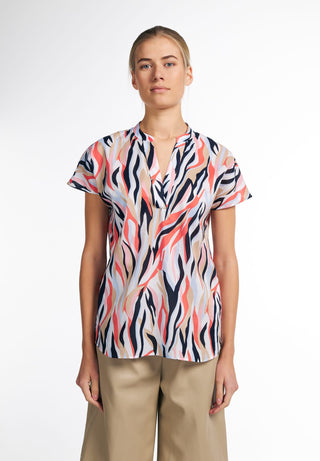 ETERNA CLASSIC FIT Kurzarm Bluse Tunika - Ember Coral Mirage - 7042-55-H690