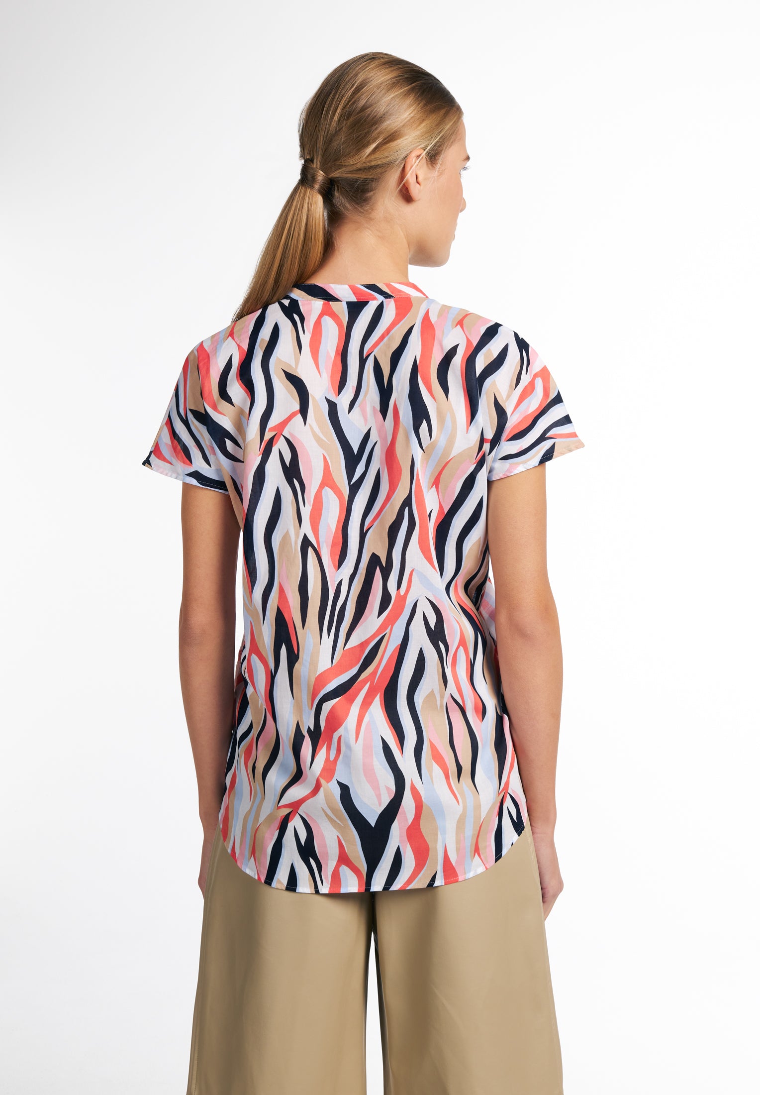 ETERNA CLASSIC FIT Kurzarm Bluse Tunika - Ember Coral Mirage - 7042-55-H690 von Eterna