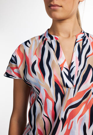 ETERNA CLASSIC FIT Kurzarm Bluse Tunika - Ember Coral Mirage - 7042-55-H690