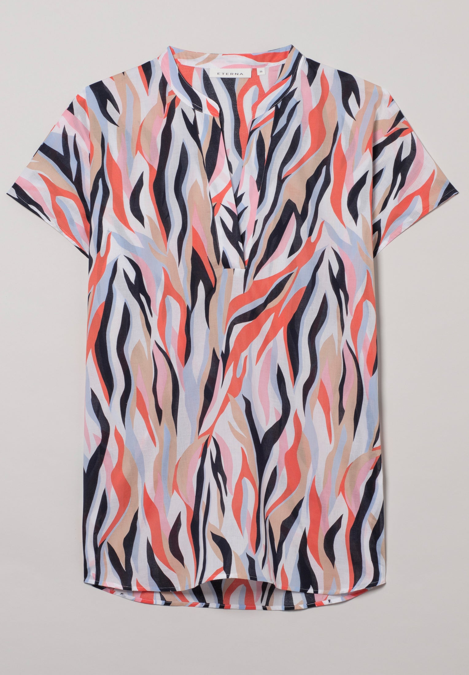 ETERNA CLASSIC FIT Kurzarm Bluse Tunika - Ember Coral Mirage - 7042-55-H690 von Eterna