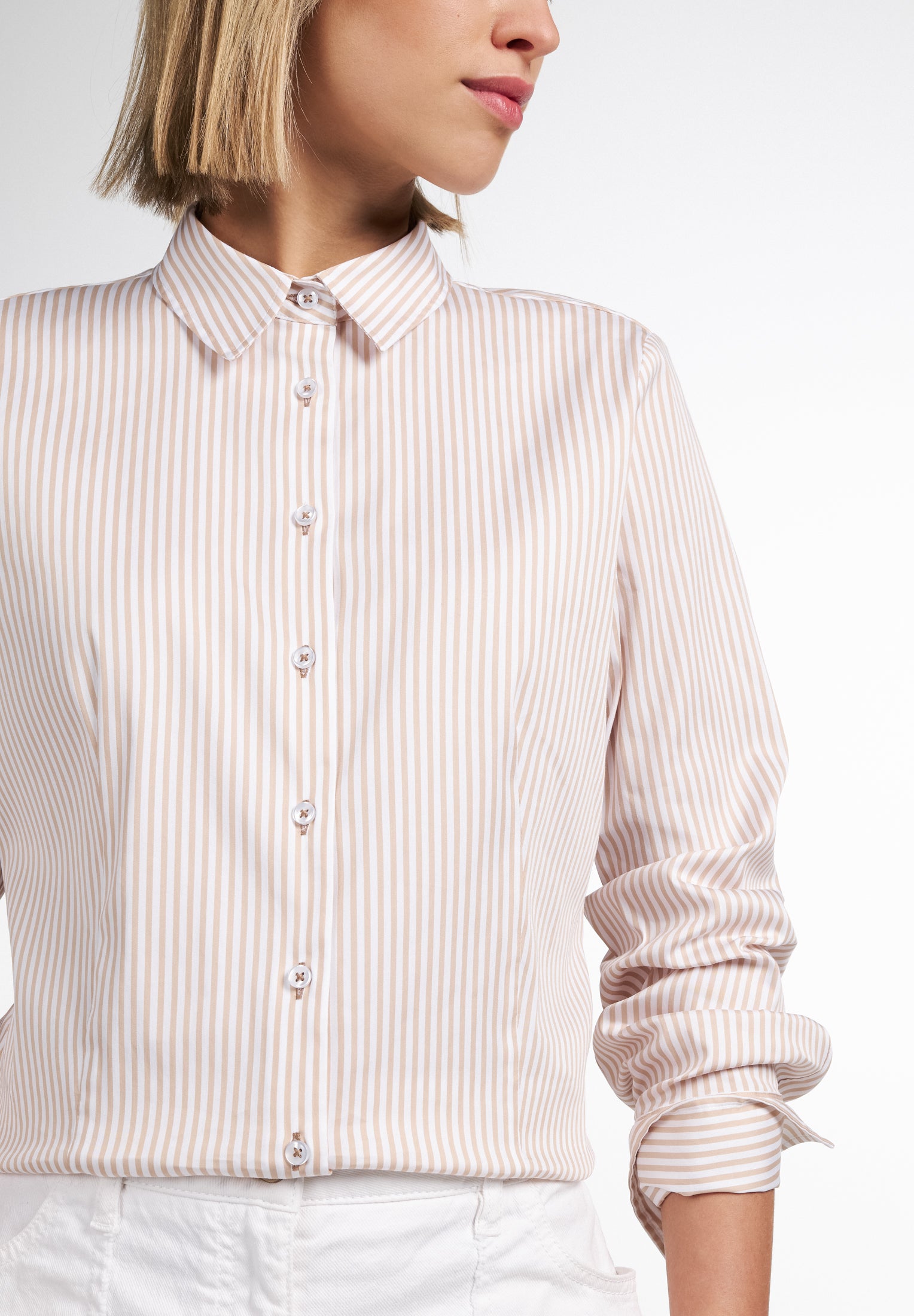 ETERNA REGULAR FIT Bluse - Honey Stripe Sand - 6281-20-D708 von Eterna