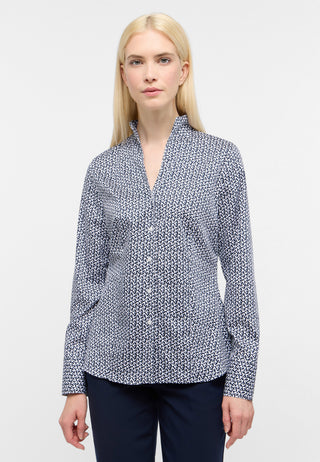 ETERNA REGULAR FIT Langarm Bluse - Ivory Ink Blue - 7690-19-D266