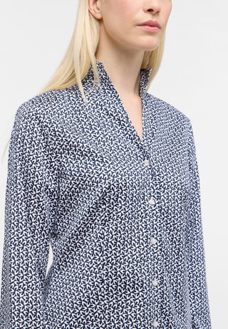ETERNA REGULAR FIT Langarm Bluse - Ivory Ink Blue - 7690-19-D266
